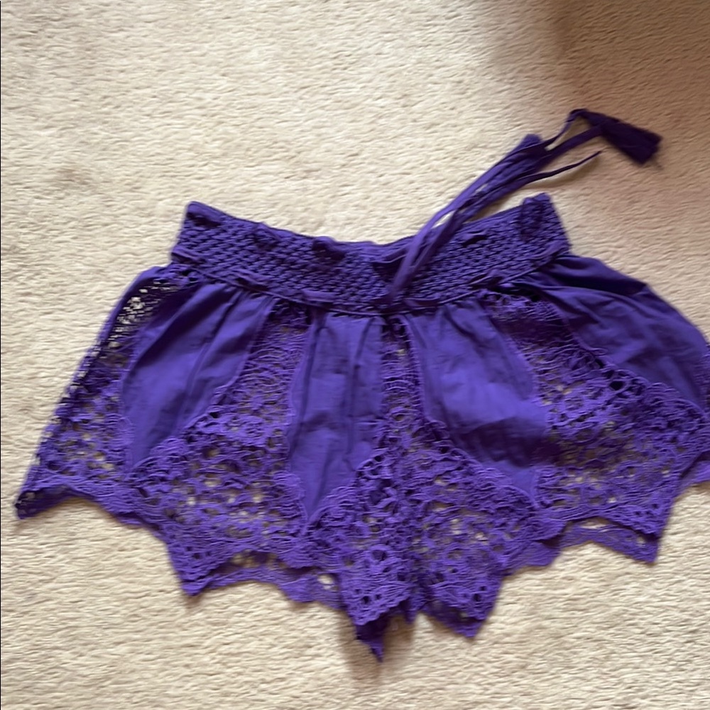 Purple Lace Crochet Shorts